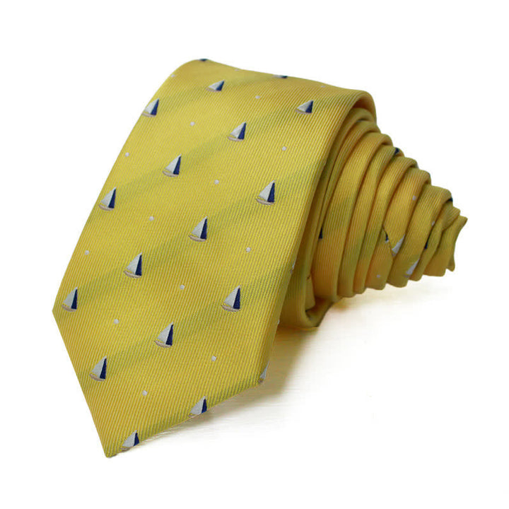 Corbata para hombre con motivos de veleros náuticos de dibujos animados
