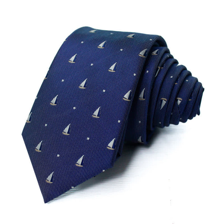 Corbata para hombre con motivos de veleros náuticos de dibujos animados