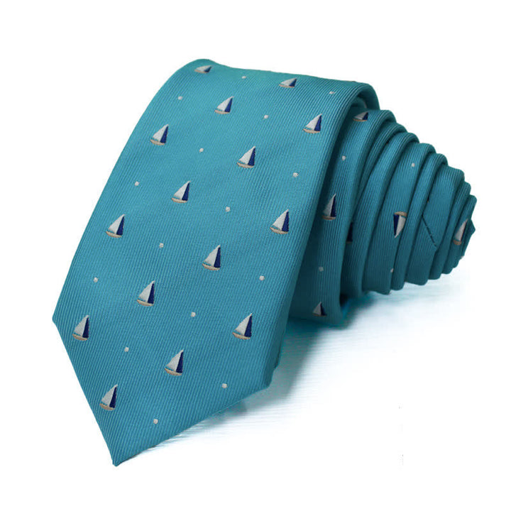 Corbata para hombre con motivos de veleros náuticos de dibujos animados