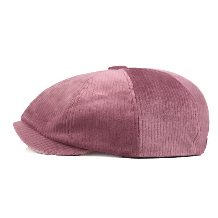 Boina de visera corta de pana a rayas