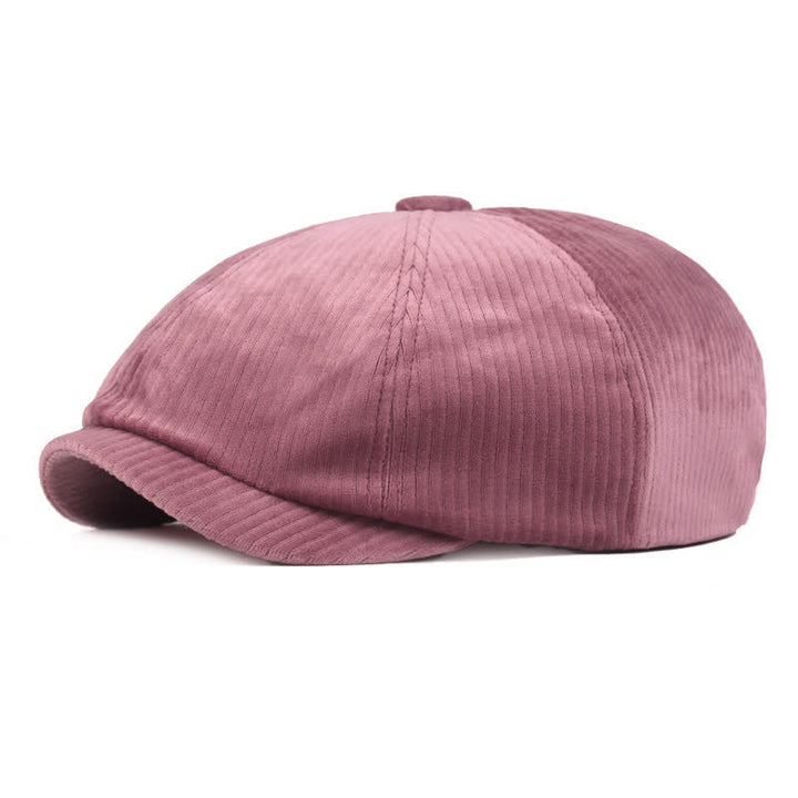 Boina de visera corta de pana a rayas