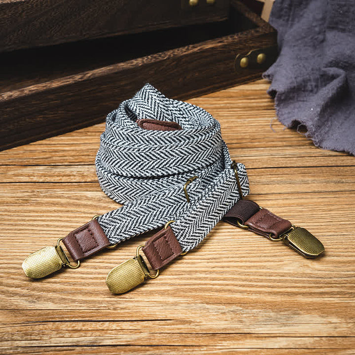 Pantalones de moda con tirantes en forma de Y y diseño de espiga