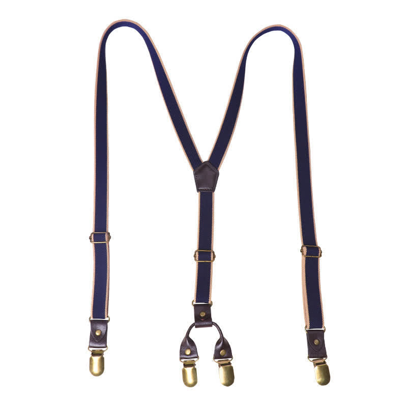 Tirantes elásticos para pantalones con espalda en Y, de color azul marino, informales, con 6 pinzas