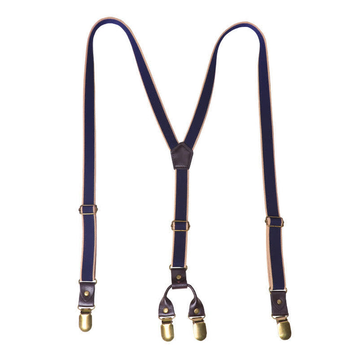 Tirantes elásticos para pantalones con espalda en Y, de color azul marino, informales, con 6 pinzas