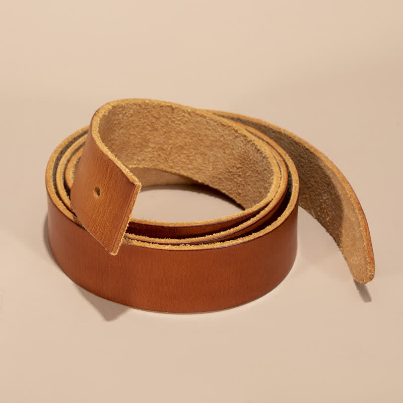 Correa de cuero genuino para cinturón sin hebilla.
