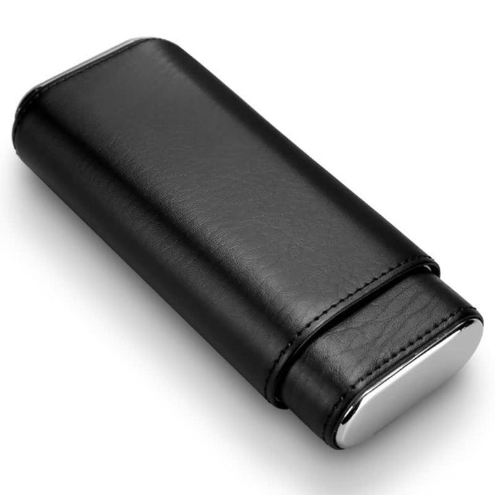 Estuche de cuero para humidor de puros de 3 dedos con cortador de puros