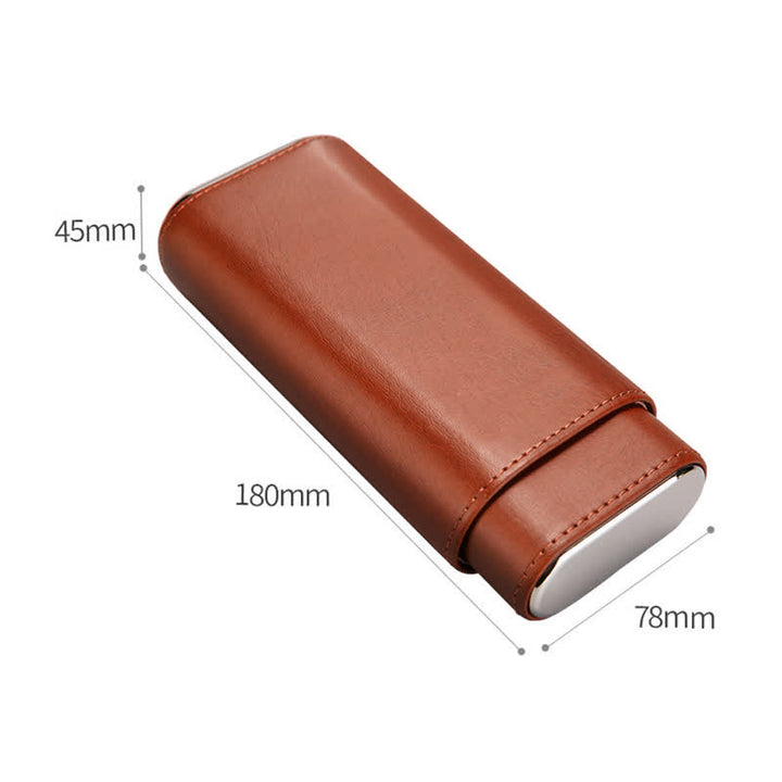 Estuche de cuero para humidor de puros de 3 dedos con cortador de puros