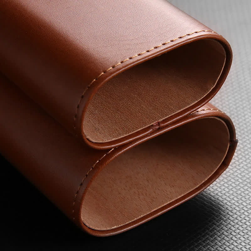 Estuche de cuero para humidor de puros de 3 dedos con cortador de puros