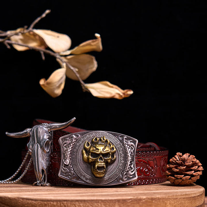 Conjunto de colgante de toro de cuernos largos con hebilla de cuchillo oculto de Western Gadget DIY