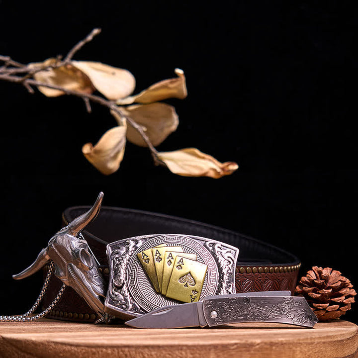 Conjunto de colgante de toro de cuernos largos con hebilla de cuchillo oculto de Western Gadget DIY