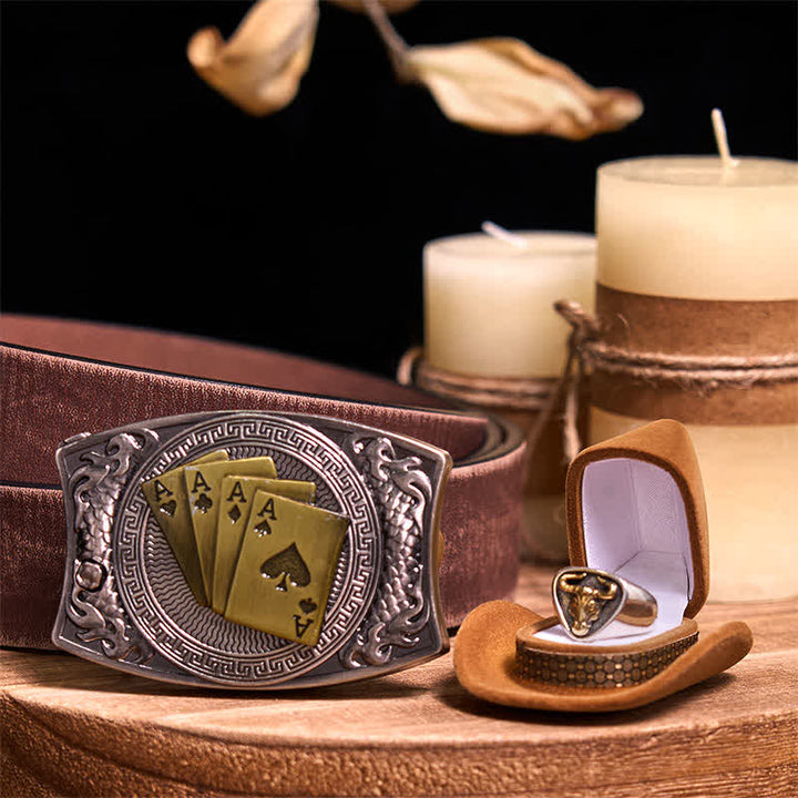 Juego de hebillas de cinturón con forma de cuchillo oculto, estilo retro, con anilla de toro, para armar uno mismo.