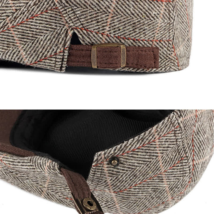 Boina plana de algodón estilo Gatsby con diseño de espiga vintage