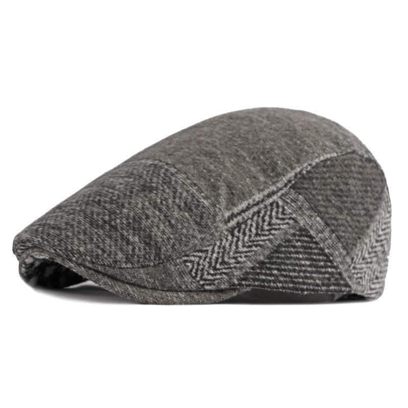 Boina de tweed con espiga y costura de patchwork
