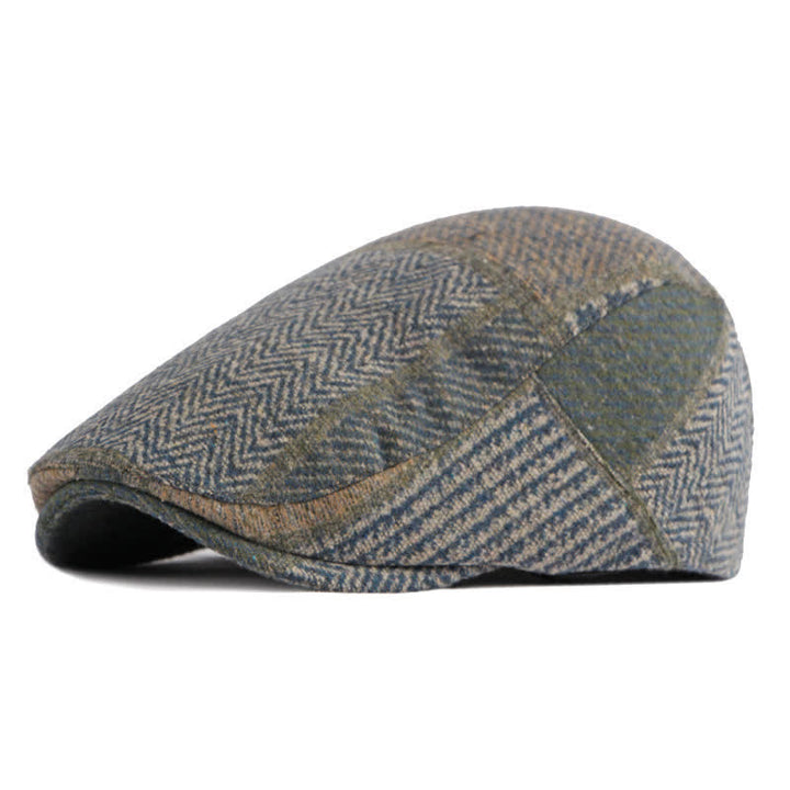 Boina de tweed con espiga y costura de patchwork