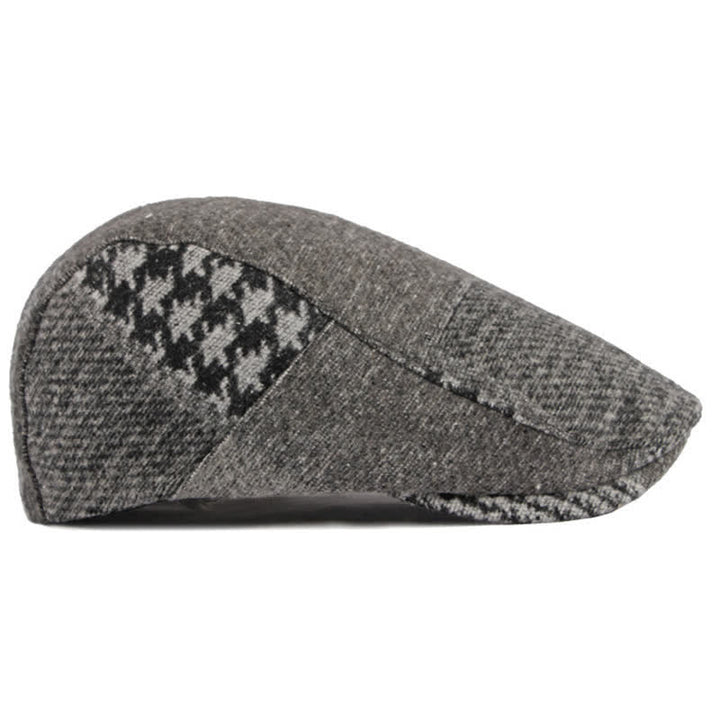 Boina de tweed con espiga y costura de patchwork