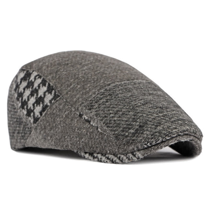 Boina de tweed con espiga y costura de patchwork