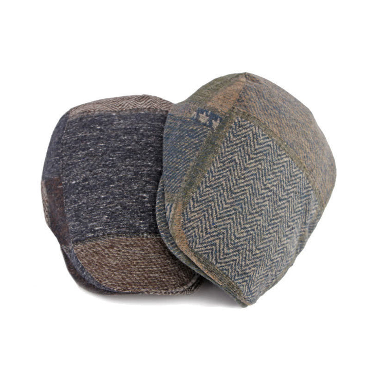 Boina de tweed con espiga y costura de patchwork