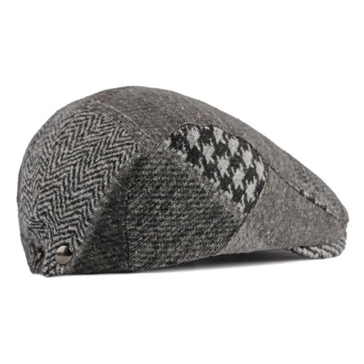 Boina de tweed con espiga y costura de patchwork