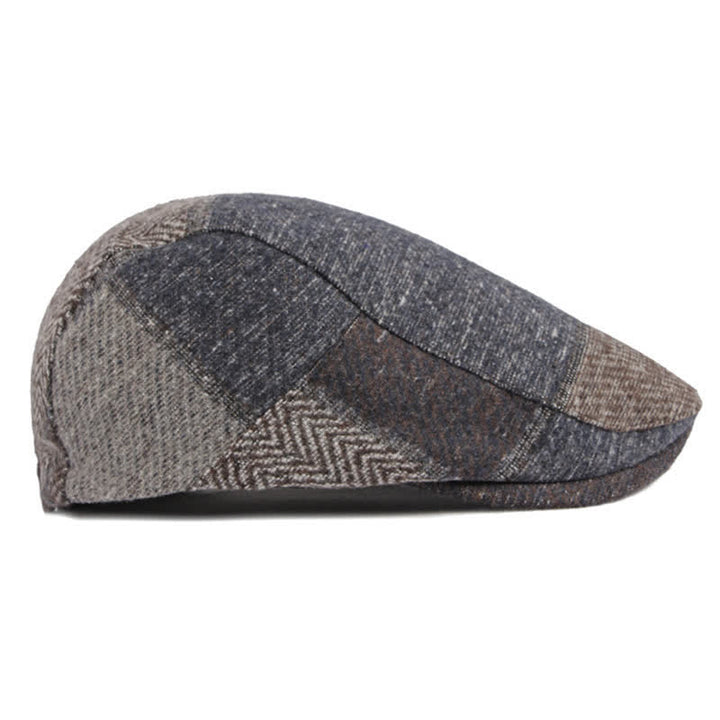 Boina de tweed con espiga y costura de patchwork