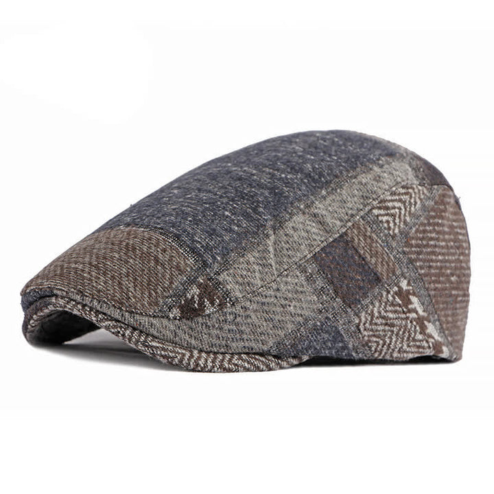 Boina de tweed con espiga y costura de patchwork
