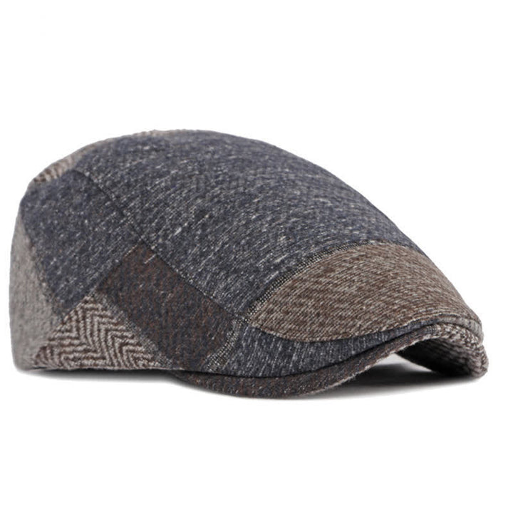 Boina de tweed con espiga y costura de patchwork