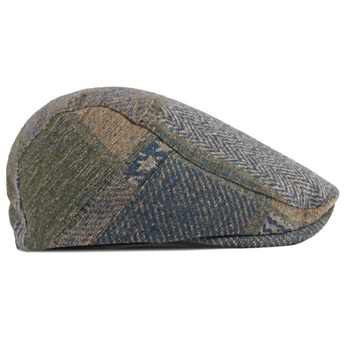 Boina de tweed con espiga y costura de patchwork