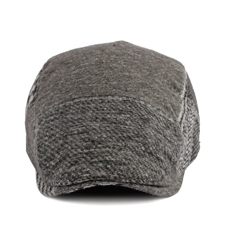 Boina de tweed con espiga y costura de patchwork