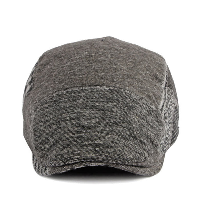 Boina de tweed con espiga y costura de patchwork