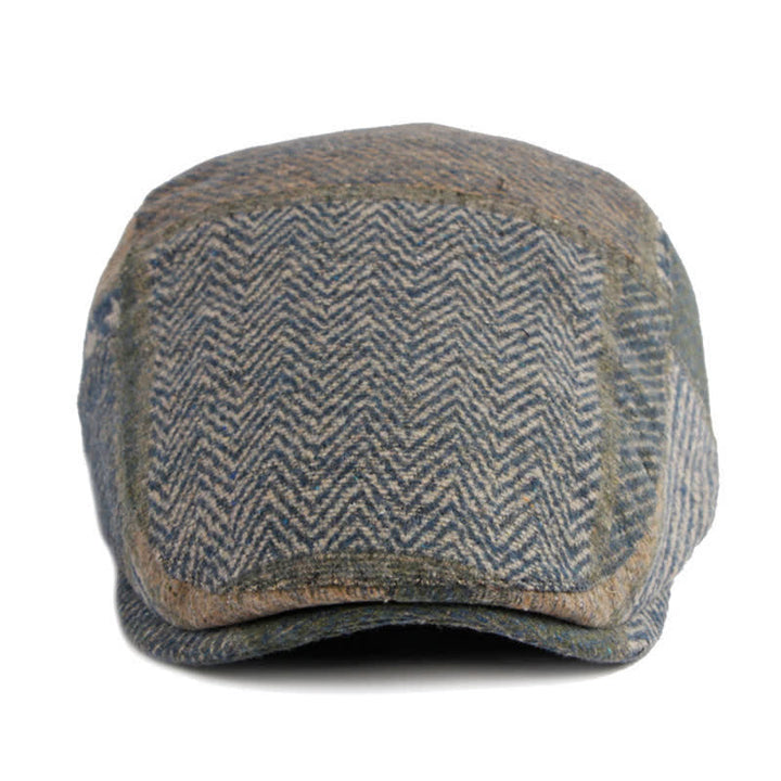 Boina de tweed con espiga y costura de patchwork