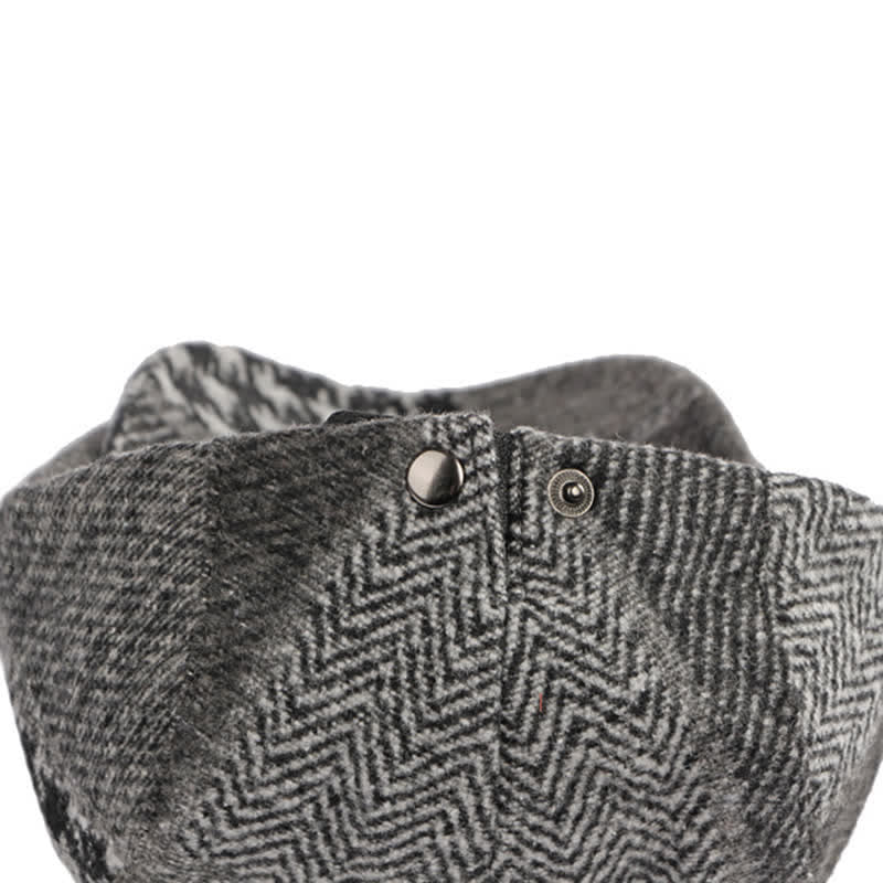 Boina de tweed con espiga y costura de patchwork
