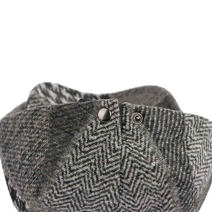Boina de tweed con espiga y costura de patchwork