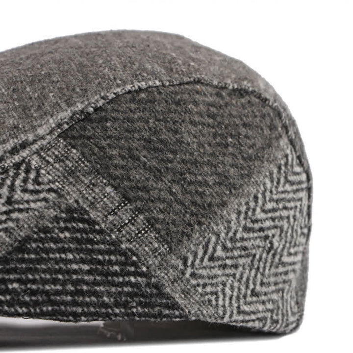 Boina de tweed con espiga y costura de patchwork