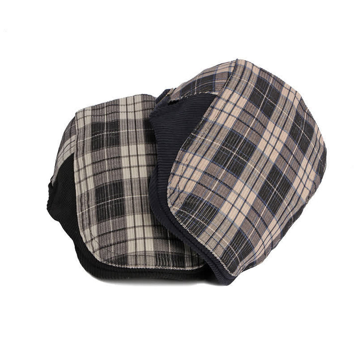 Boina con visera de pico de pato de algodón y pana a cuadros