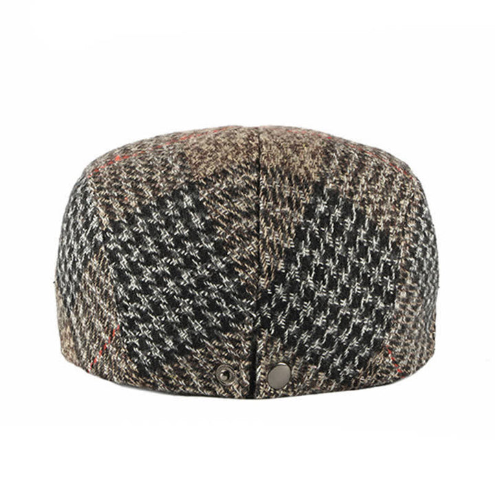 Boina con visera de mezcla de lana a cuadros y rayas vintage