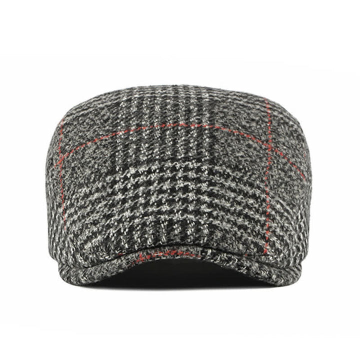 Boina con visera de mezcla de lana a cuadros y rayas vintage