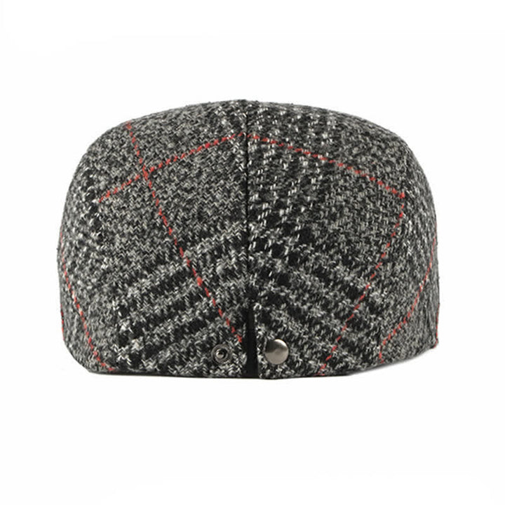 Boina con visera de mezcla de lana a cuadros y rayas vintage