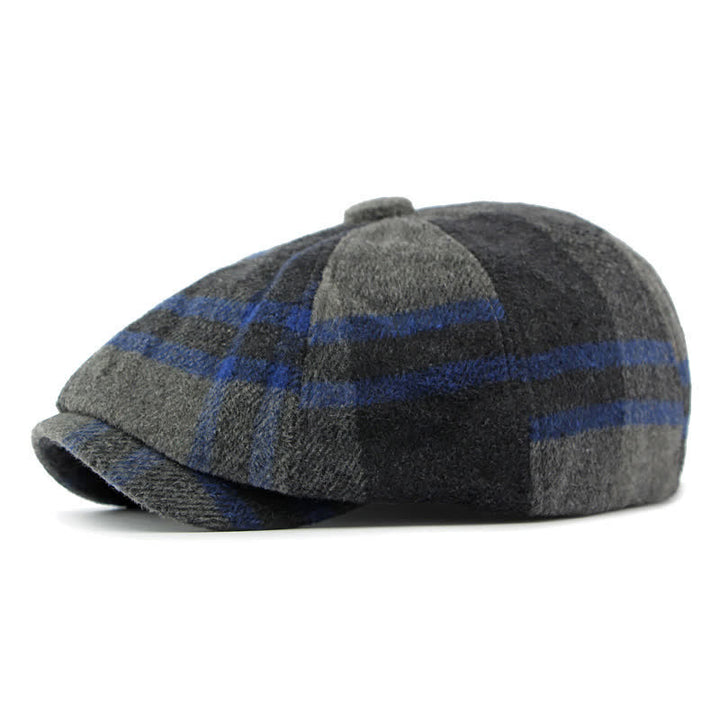 Gorro boina estilo vendedor de periódicos a cuadros octogonal de pintor