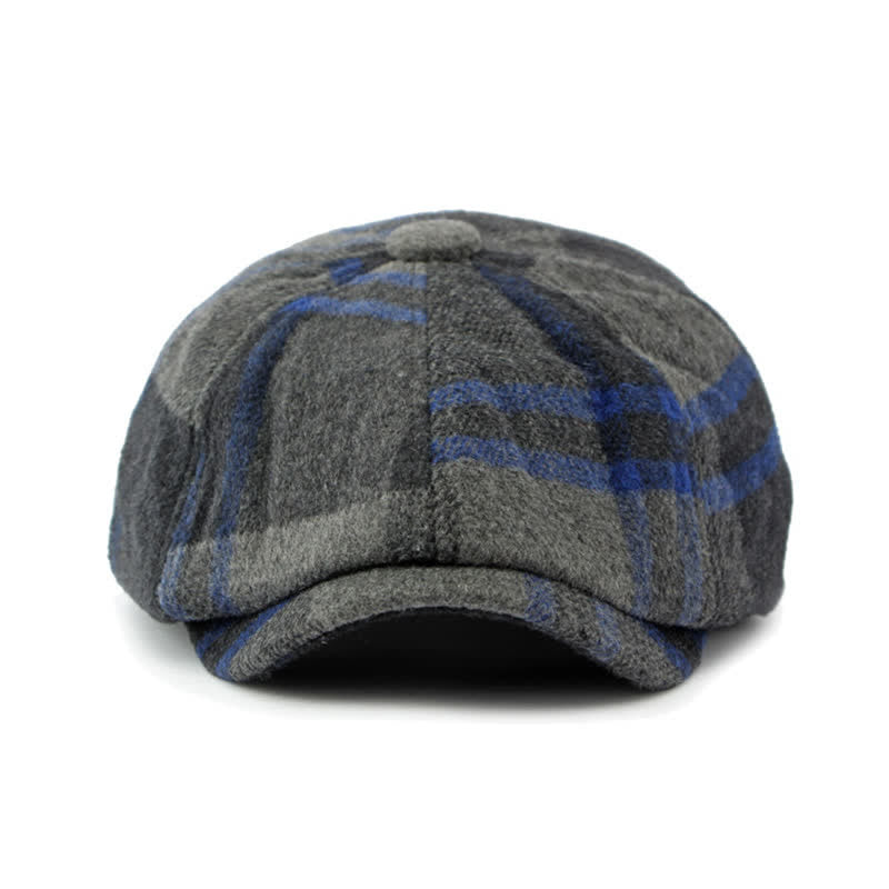 Gorro boina estilo vendedor de periódicos a cuadros octogonal de pintor