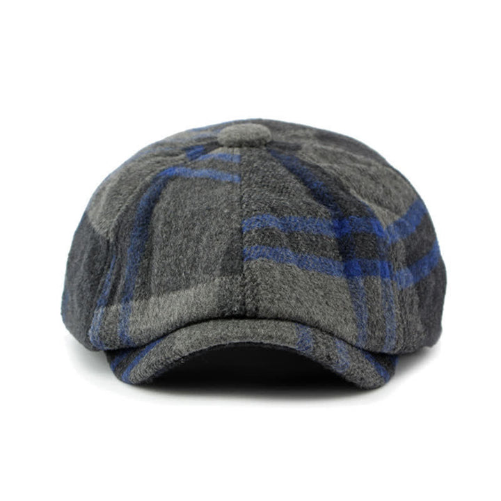 Gorro boina estilo vendedor de periódicos a cuadros octogonal de pintor