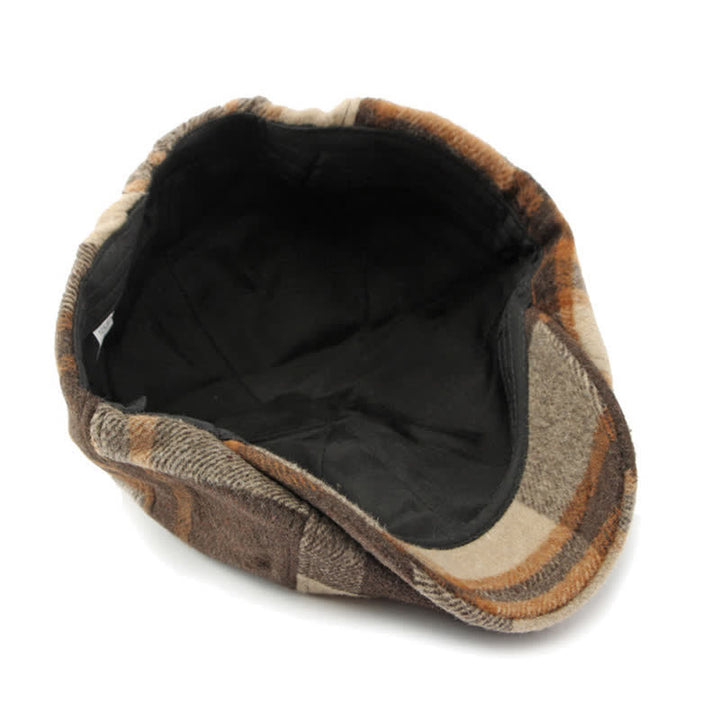 Gorro boina estilo vendedor de periódicos a cuadros octogonal de pintor