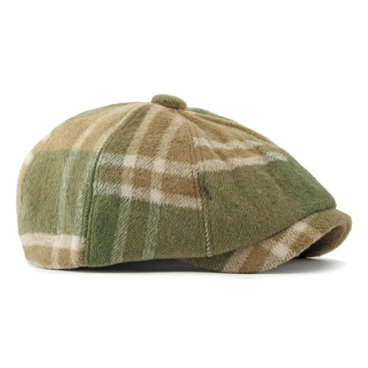 Gorro boina estilo vendedor de periódicos a cuadros octogonal de pintor