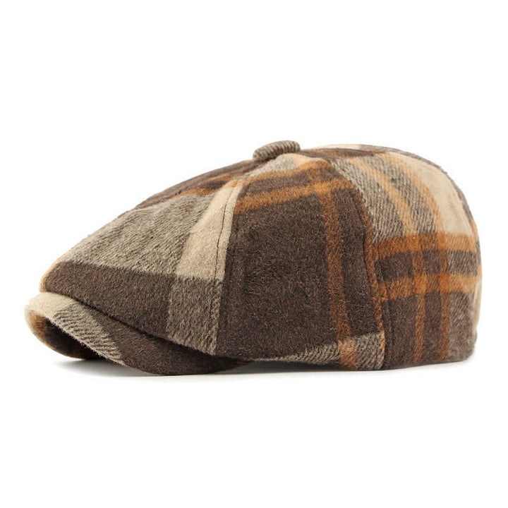 Gorro boina estilo vendedor de periódicos a cuadros octogonal de pintor