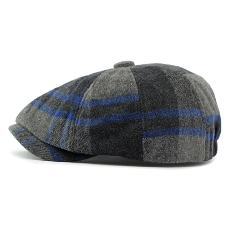 Gorro boina estilo vendedor de periódicos a cuadros octogonal de pintor