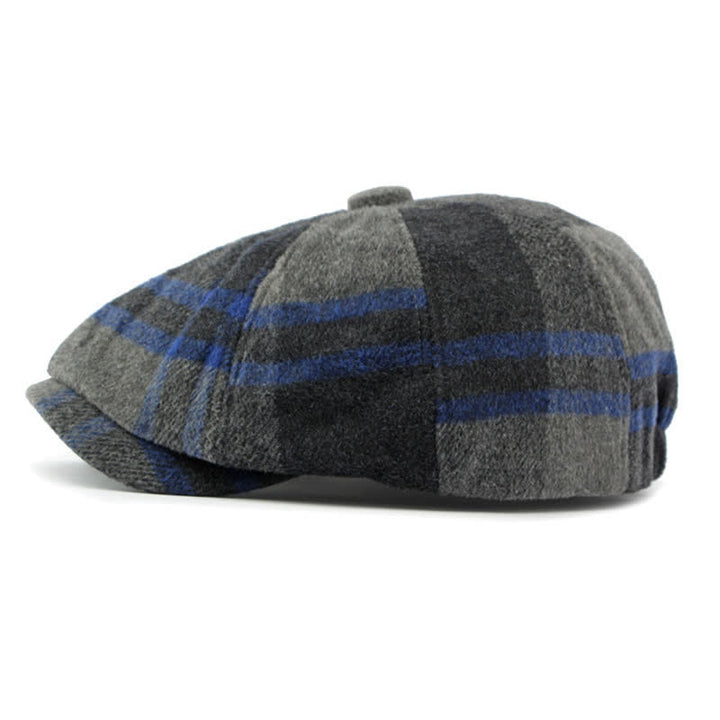 Gorro boina estilo vendedor de periódicos a cuadros octogonal de pintor