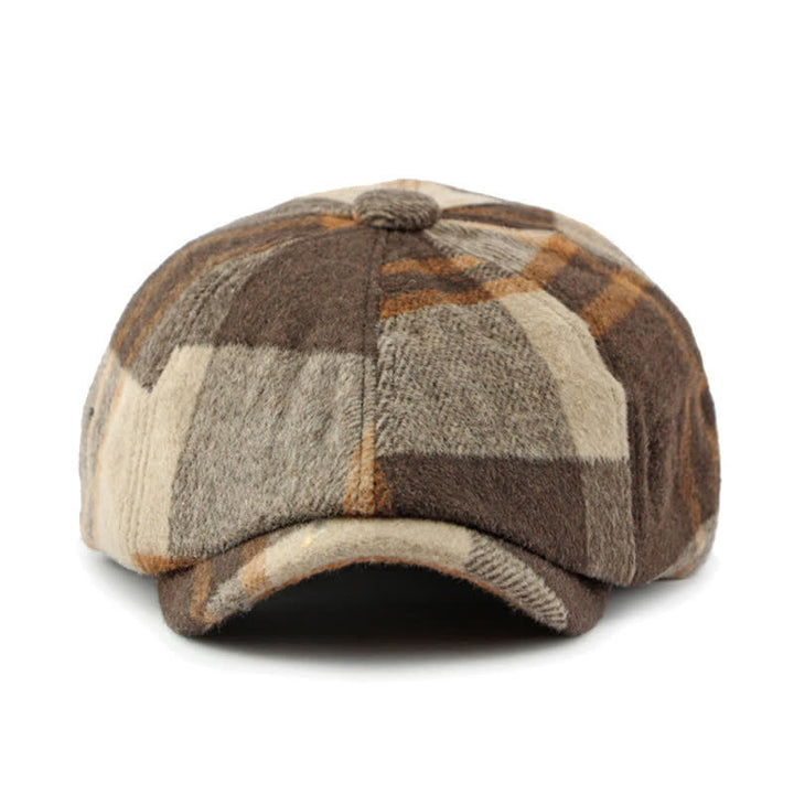 Gorro boina estilo vendedor de periódicos a cuadros octogonal de pintor