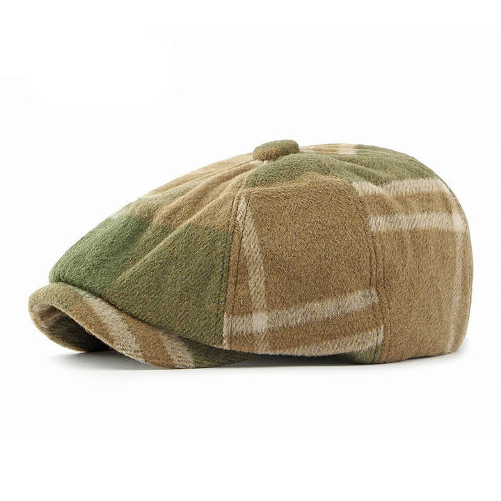 Gorro boina estilo vendedor de periódicos a cuadros octogonal de pintor