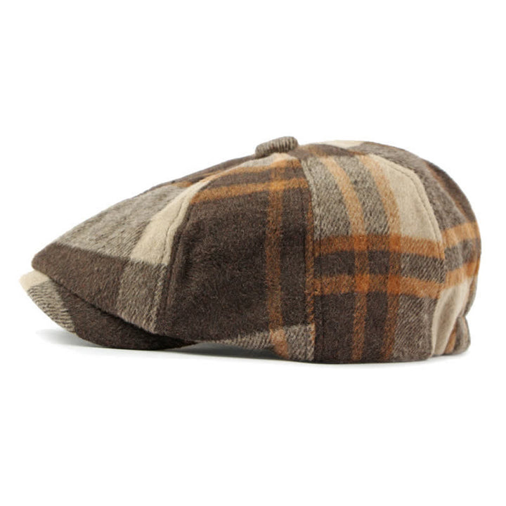Gorro boina estilo vendedor de periódicos a cuadros octogonal de pintor