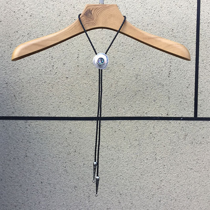 Corbata bolo con incrustaciones de concha de abulón redonda irregular de tendencia