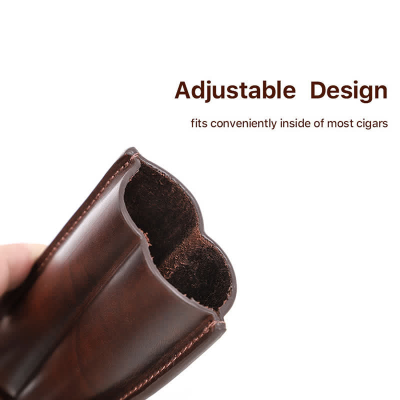 Estuche de cuero para humidor de puros portátil marrón (para dos puros)