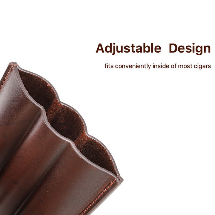Estuche de cuero para humidor de puros portátil marrón (para tres puros)